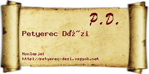 Petyerec Dézi névjegykártya